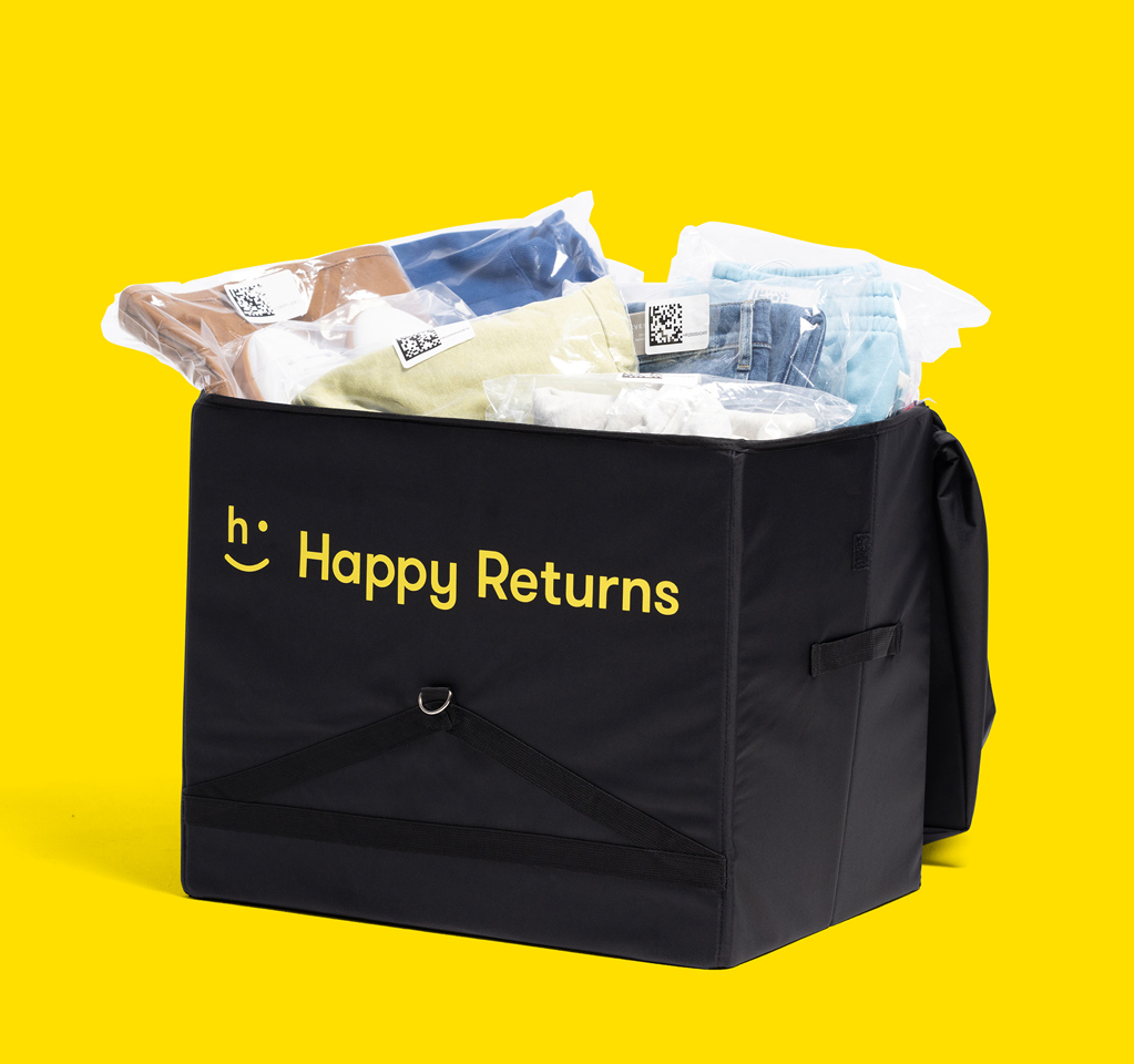 Collection container with packages for return