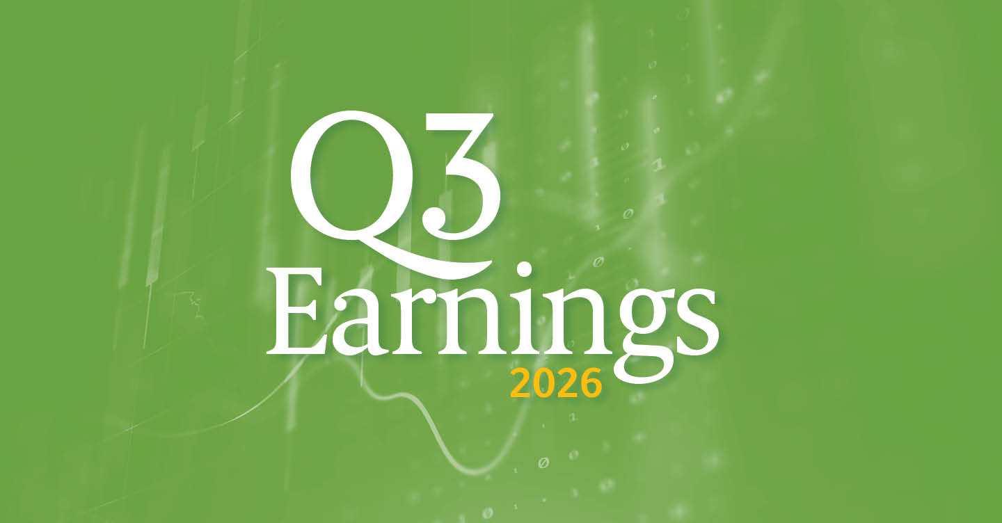 Q3 2026 corporate earnings announcement graphic