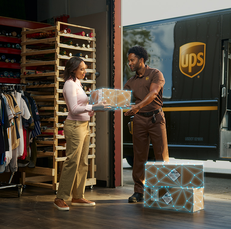 UPS delivery in retail store setting