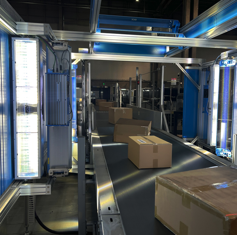 A box on a conveyor belt