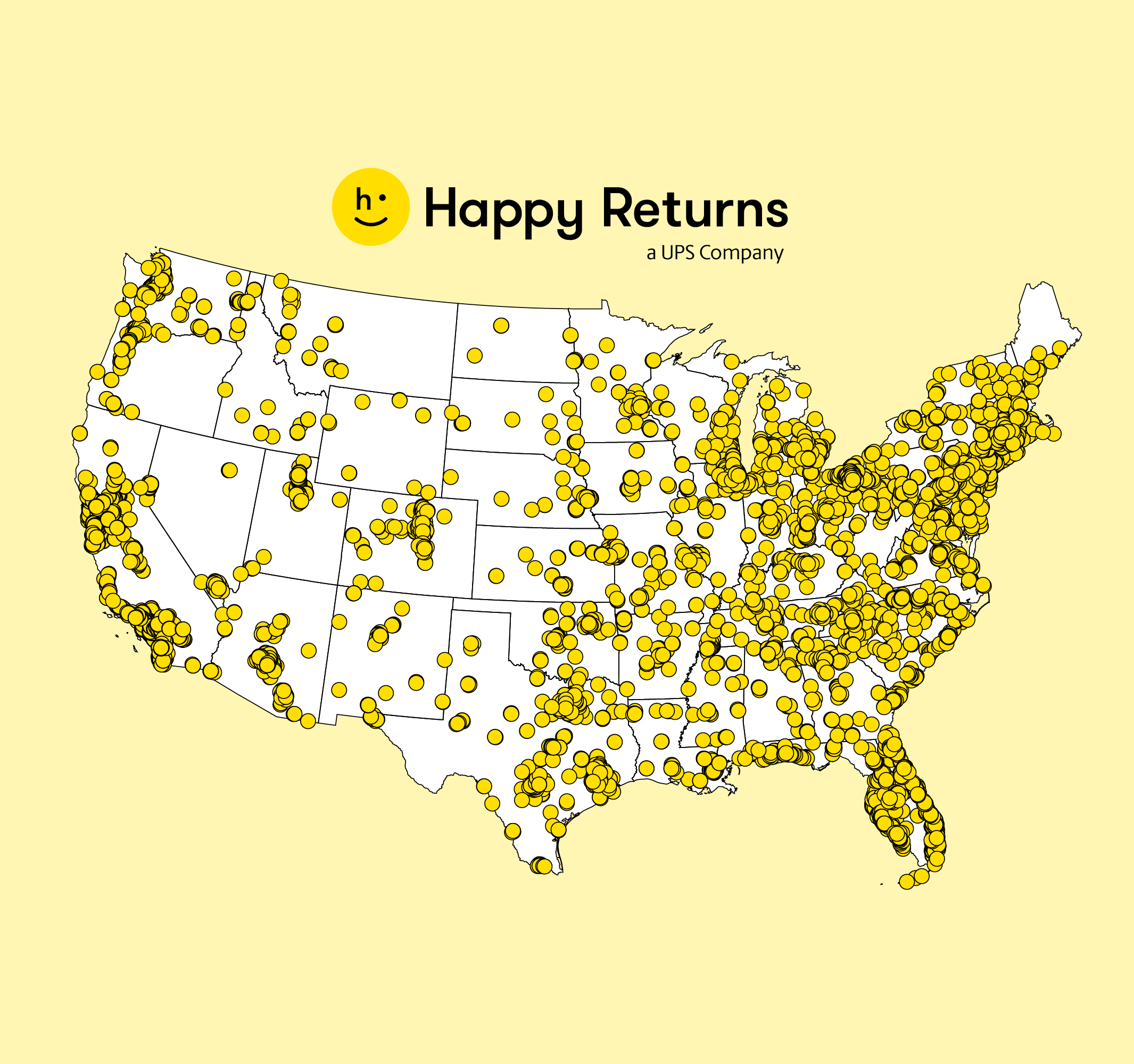 Points de service Happy Returns partout aux États-Unis