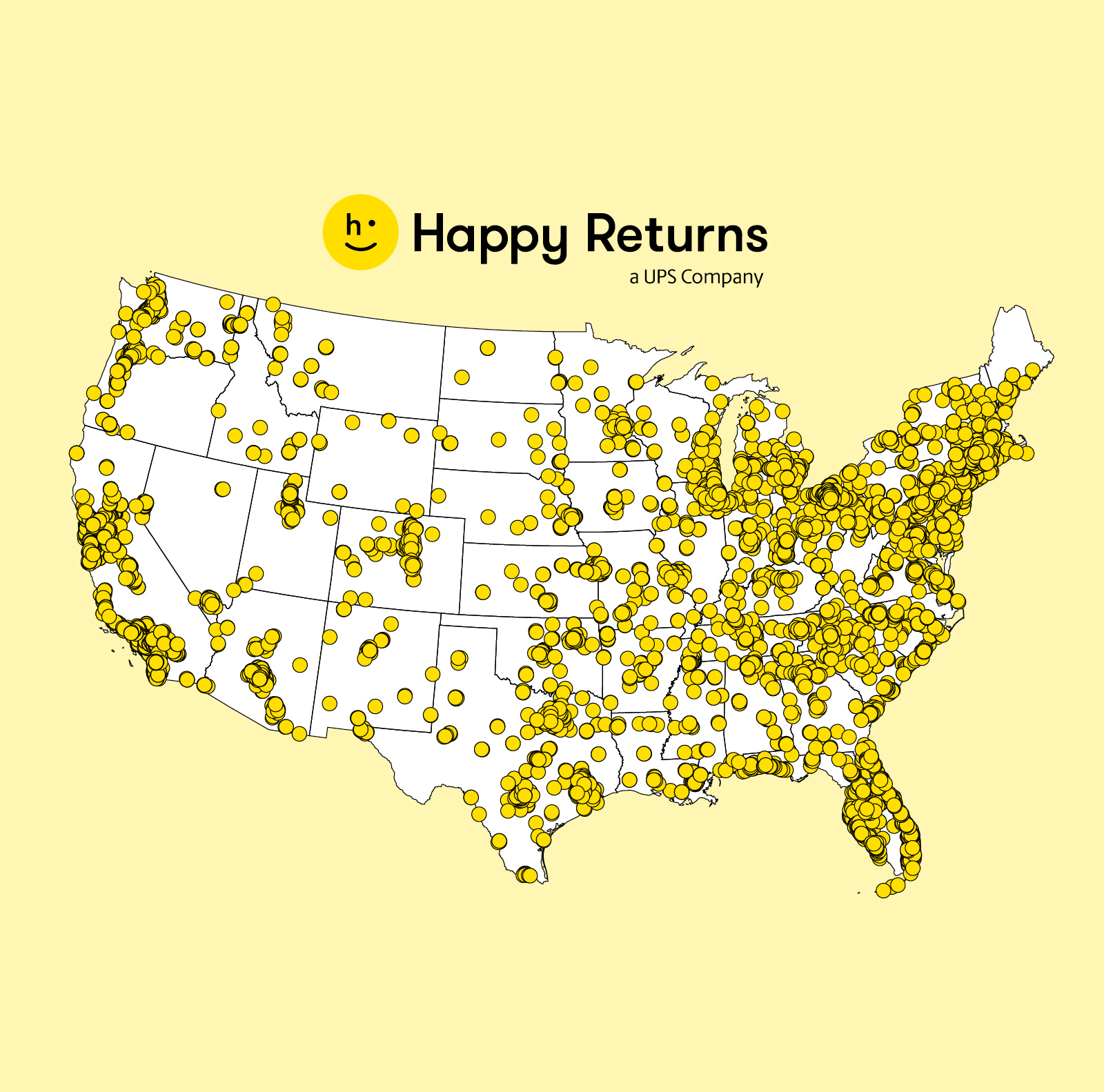 Points de service Happy Returns partout aux États-Unis