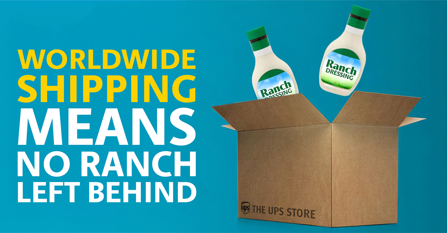 Worldwide shipping concept with ranch bottles