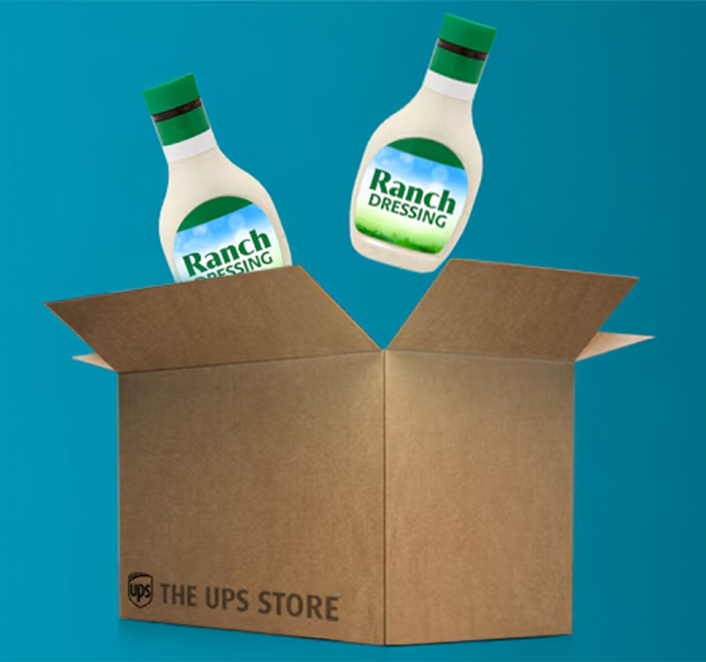 Worldwide shipping concept with ranch bottles