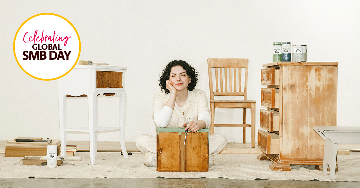 Woman Refinishing Wooden Furniture for SMB Day