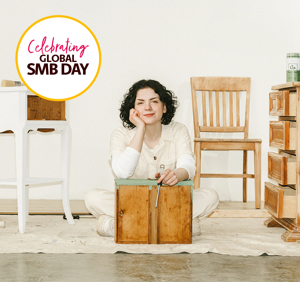 Woman Refinishing Wooden Furniture for SMB Day